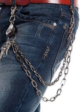 Genuine Faux Leather (Brown/Black) Jeans Chain Eagle Claws Curb Braided Hip Hop Biker Bolt Trucker Wallet Key Gun Metal Black Chain Curbs Keyrings for Men