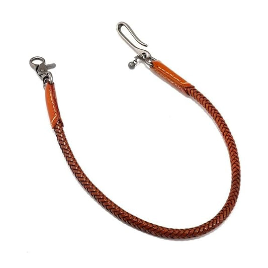 Trouser Chain with Carabiner Key Chain Waiter's Chain in Black Leather and Alloy, 25.5 inches, Unisex Adults