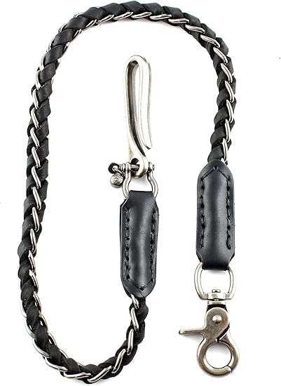 Jeans Chain Antique Finish Metal Fish hook Hanging Punk Biker Key Side Leather Chains for Men Women