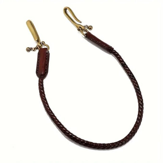Trouser Chain with Carabiner Key Chain Waiter's Chain Made of Leather, Double Fish hook Steel Wallet Chain 60 cm